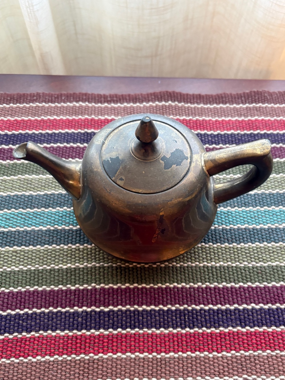 Antique Brass Teapot - Rustic Brown Finish